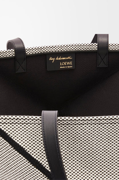 Loewe XXL Puzzle Fold tote in canvas jacquard and calfskin