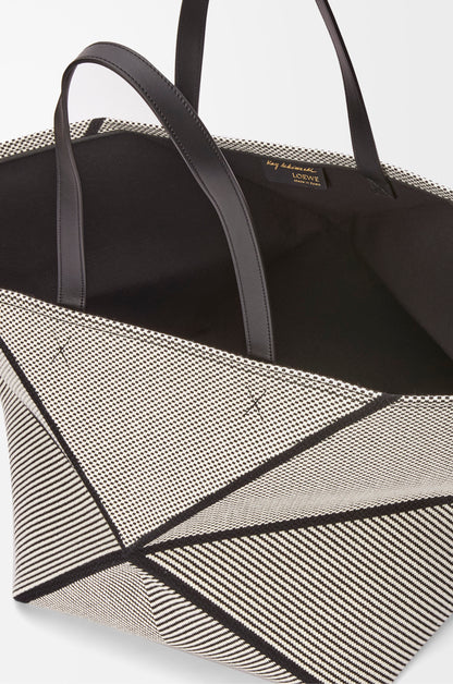 Loewe XXL Puzzle Fold tote in canvas jacquard and calfskin