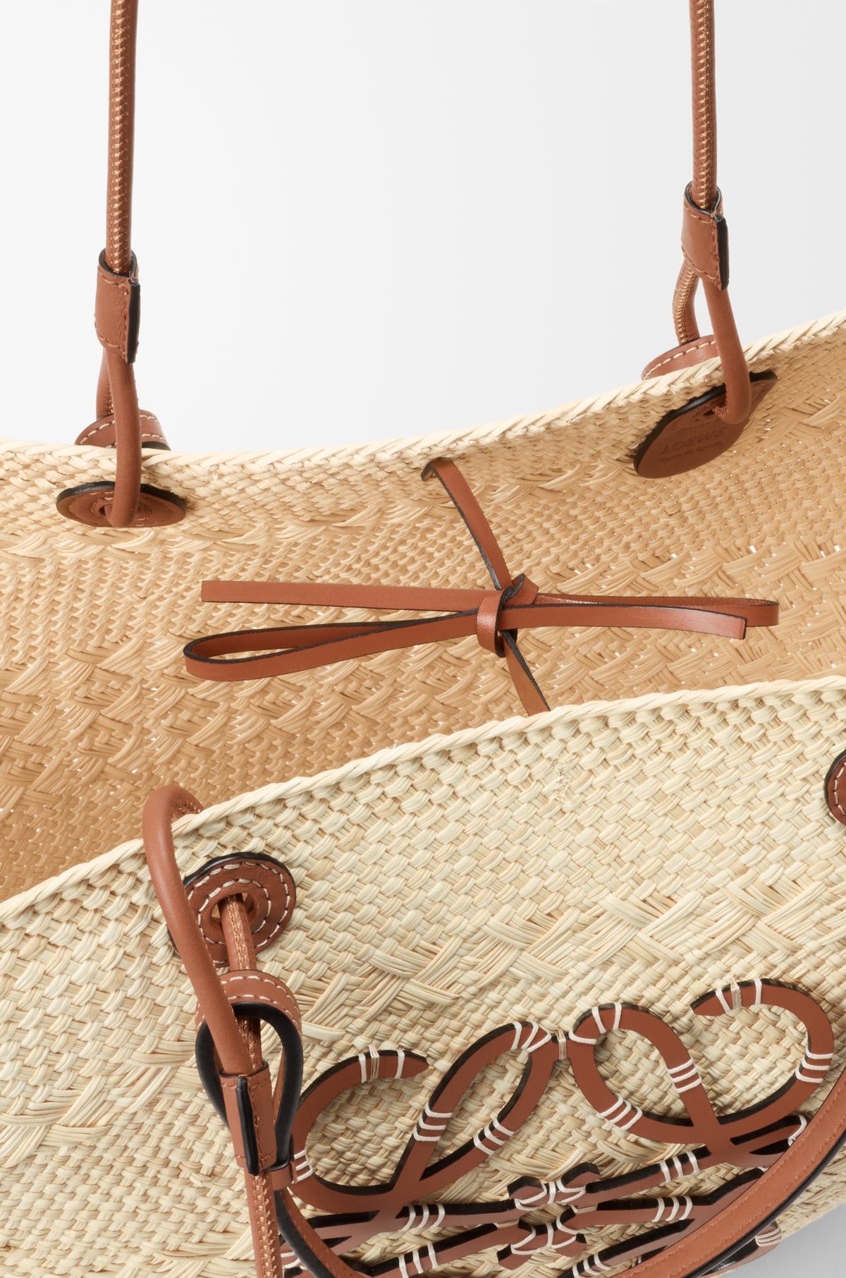 Loewe Large Anagram basket bag in iraca palm and calfskin