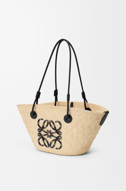 Loewe Small Anagram basket bag in iraca palm and calfskin