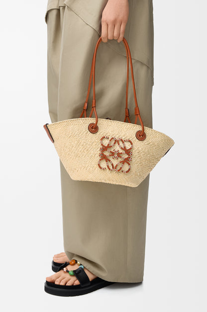 Loewe Small Anagram basket bag in iraca palm and calfskin