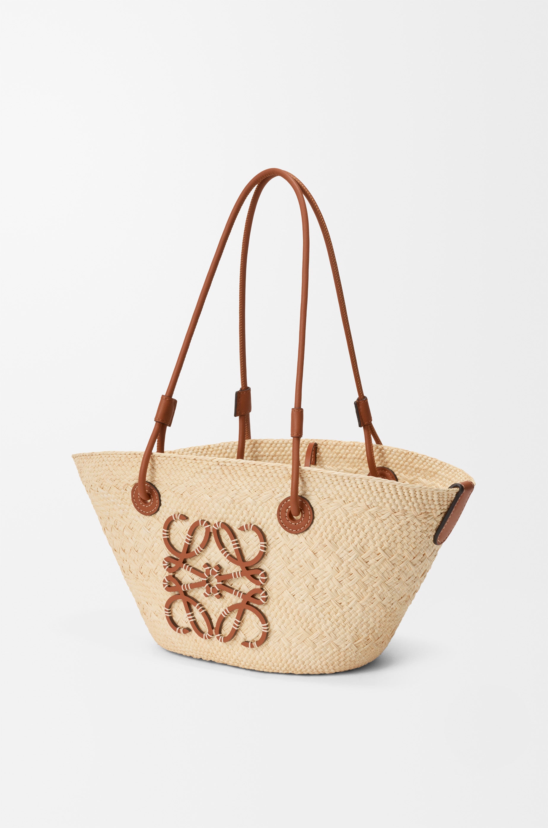 Loewe Small Anagram basket bag in iraca palm and calfskin
