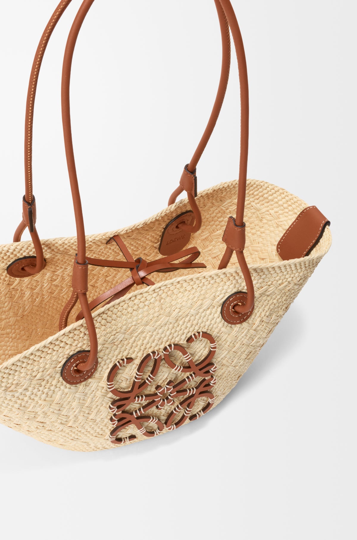 Loewe Small Anagram basket bag in iraca palm and calfskin