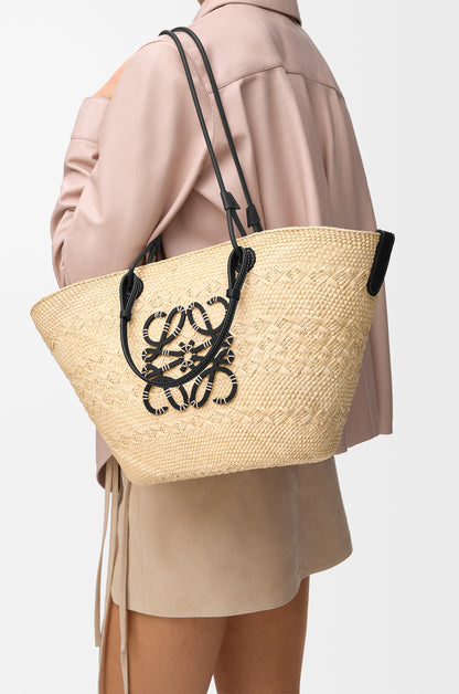 Loewe Medium Anagram Basket bag in iraca palm and calfskin