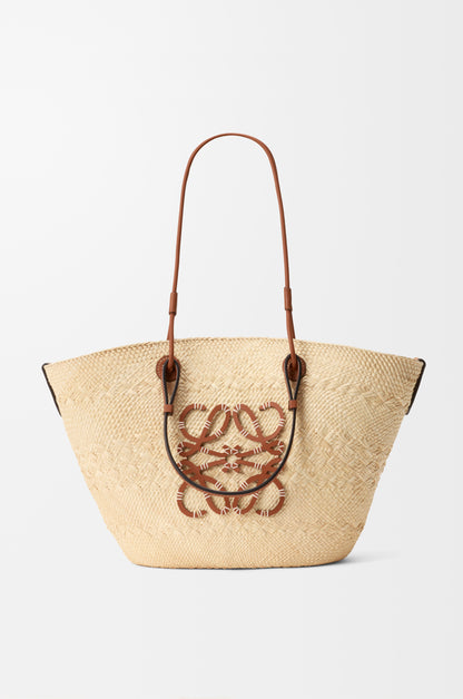 Loewe Medium Anagram Basket bag in iraca palm and calfskin
