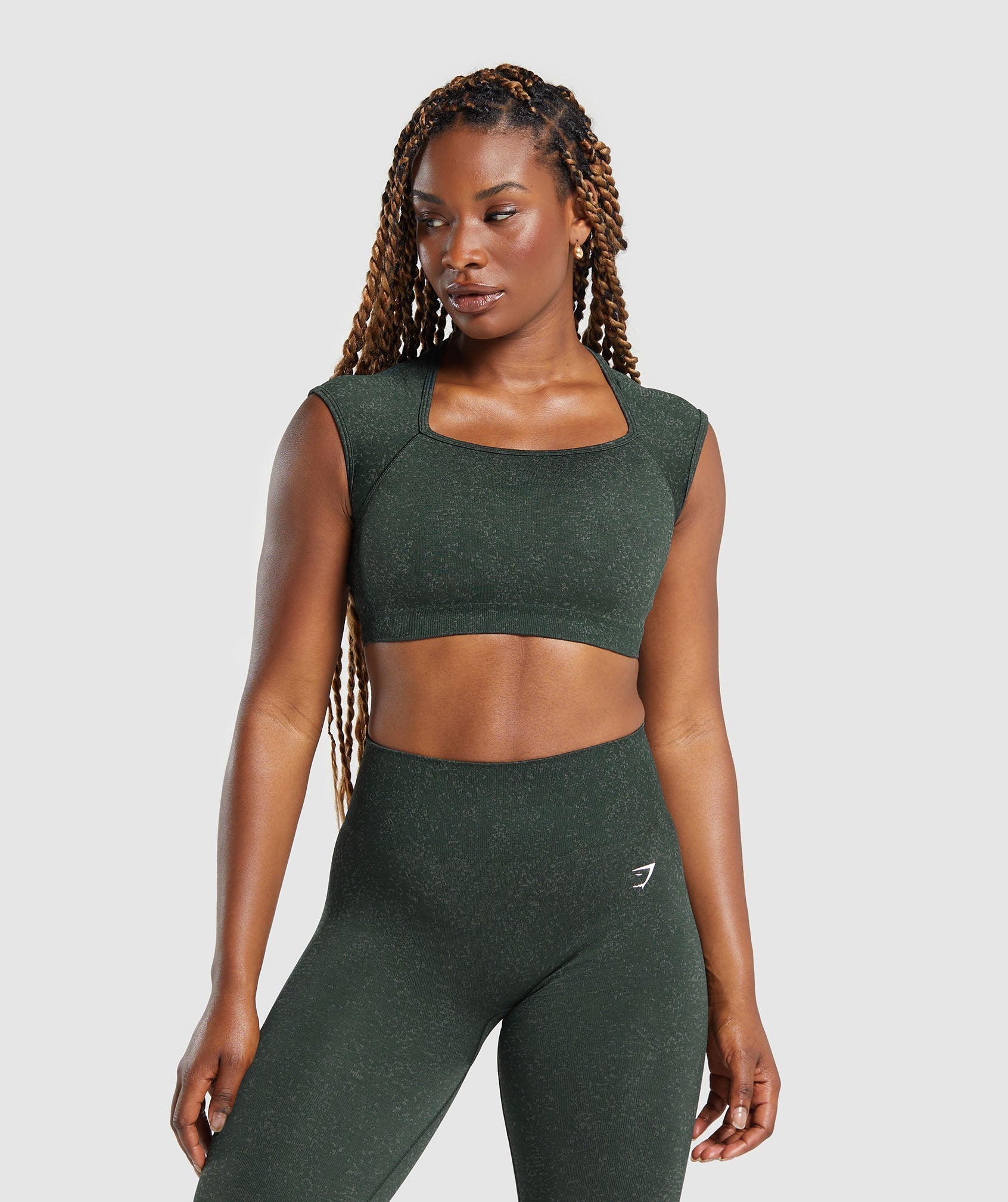 Women's Gymshark Adapt Fleck Seamless Crop Top Victory Green