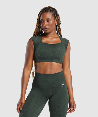 Women's Gymshark Adapt Fleck Seamless Crop Top Victory Green