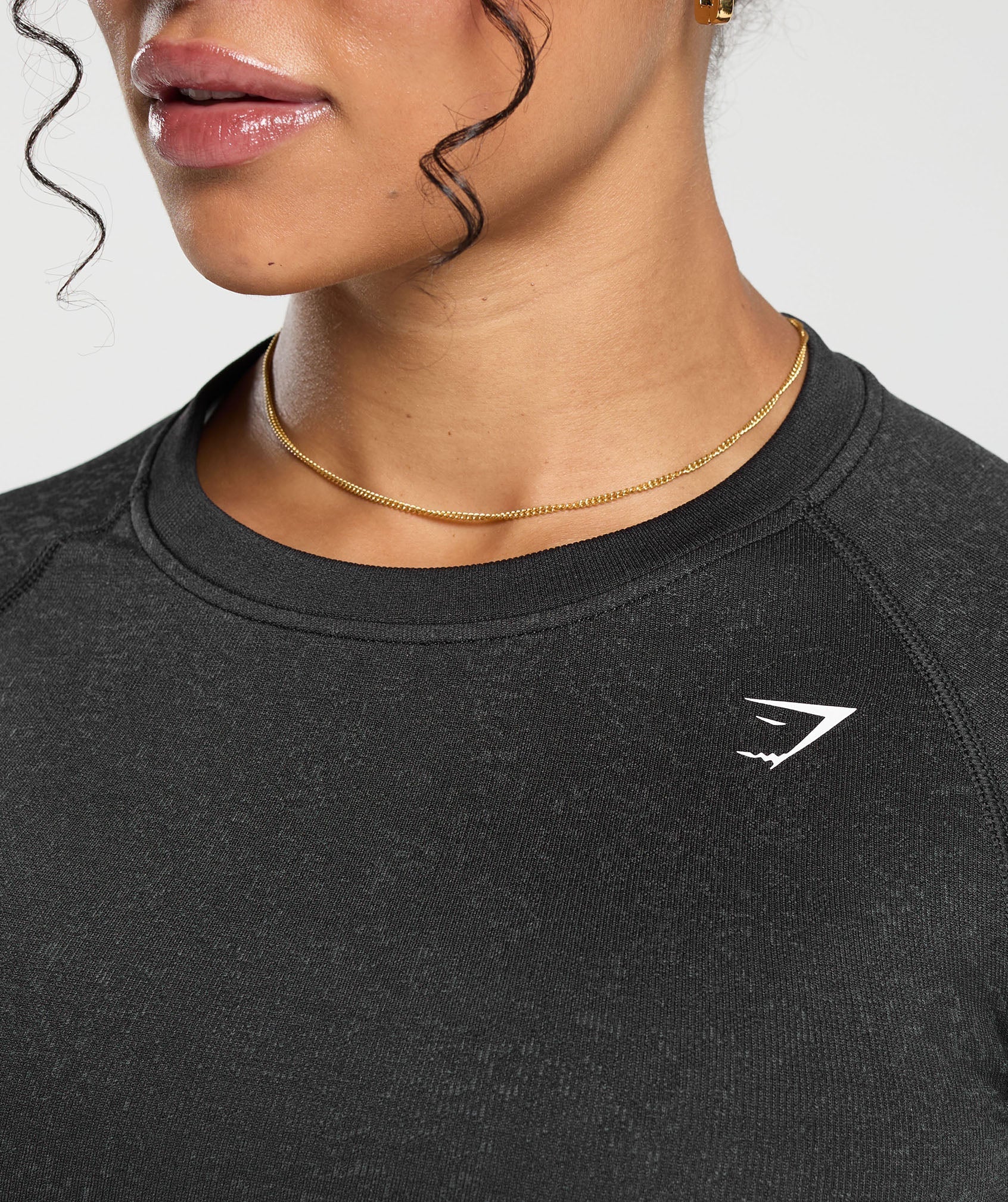 Women's Gymshark Adapt Fleck Seamless Long Sleeve Crop Top Mineral | Black