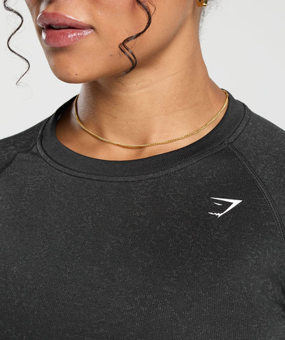 Women's Gymshark Adapt Fleck Seamless Long Sleeve Crop Top Mineral | Black