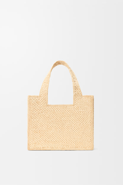 Loewe Small LOEWE Font tote in raffia