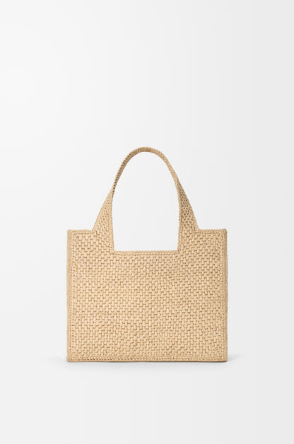 Loewe Small LOEWE Font tote in raffia