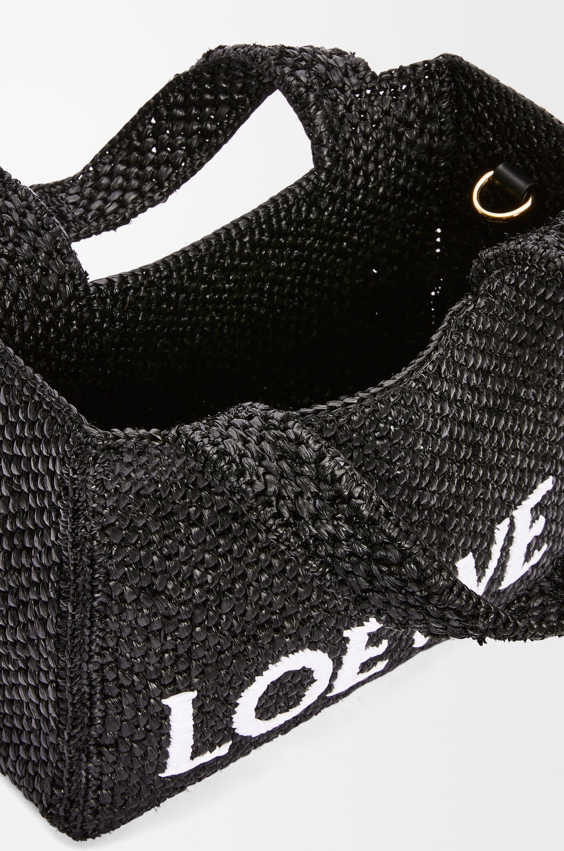 Loewe Mini LOEWE Font tote in raffia