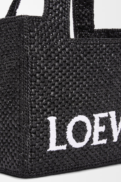Loewe Mini LOEWE Font tote in raffia