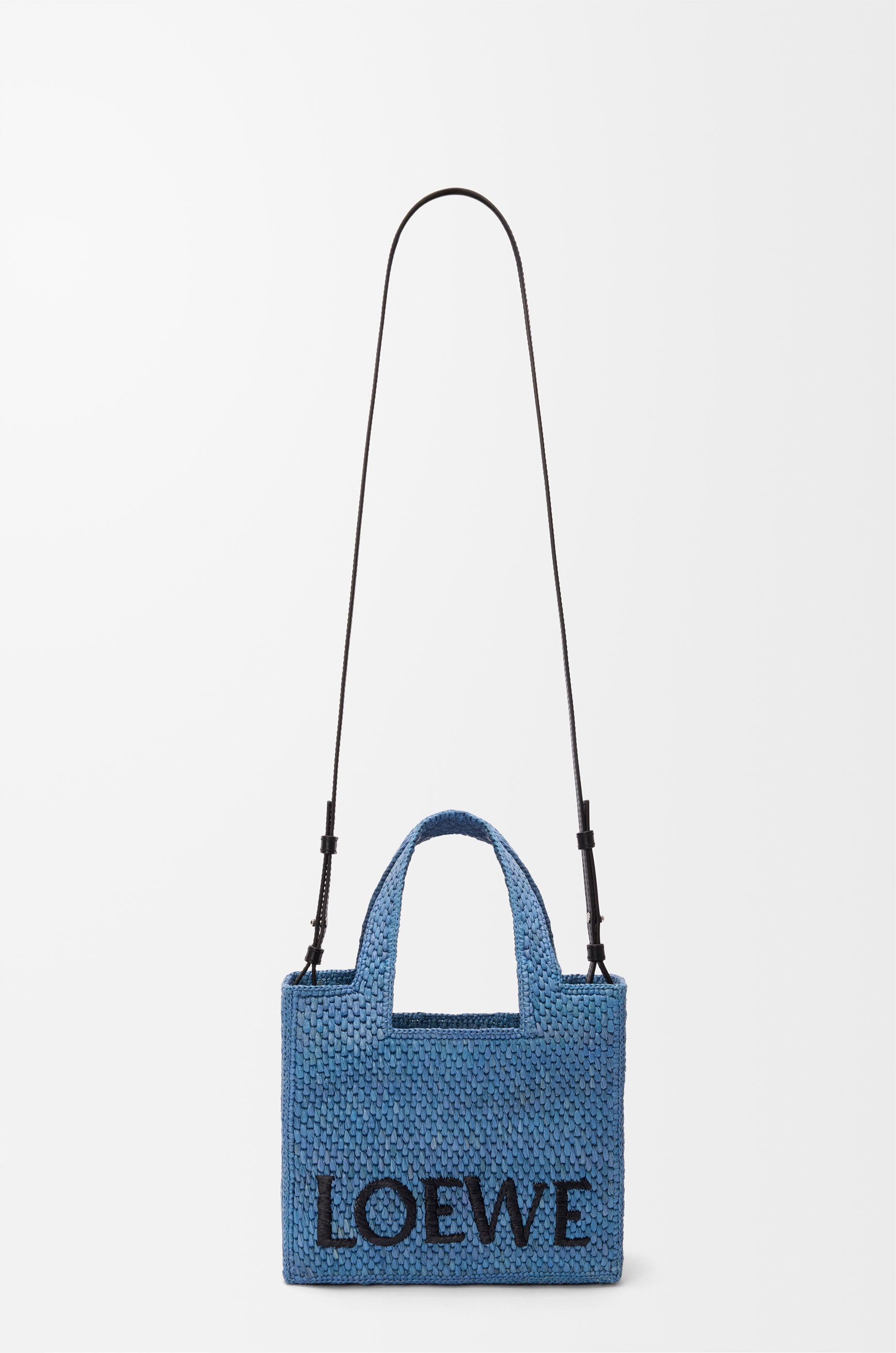 Loewe Mini LOEWE Font tote in raffia