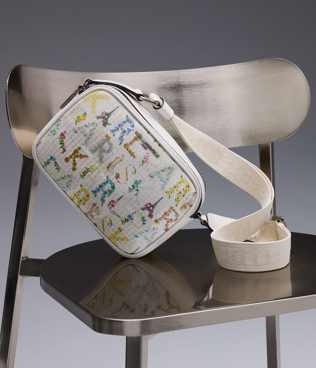 KarlLagerfeld Maybelle sequin crossbody winter white multi