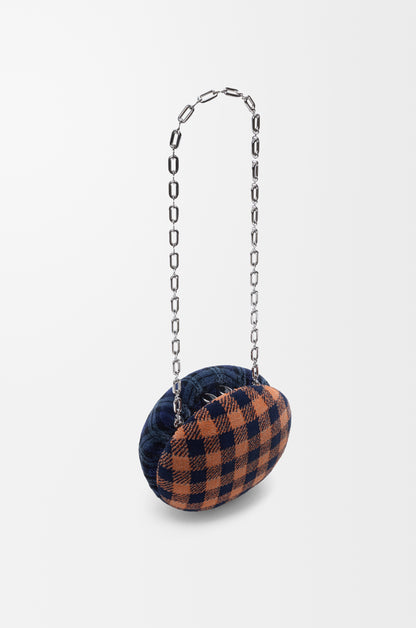 Loewe Shell minaudiere in check pattern textile and metal