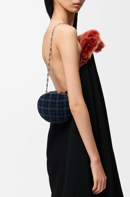 Loewe Shell minaudiere in check pattern textile and metal