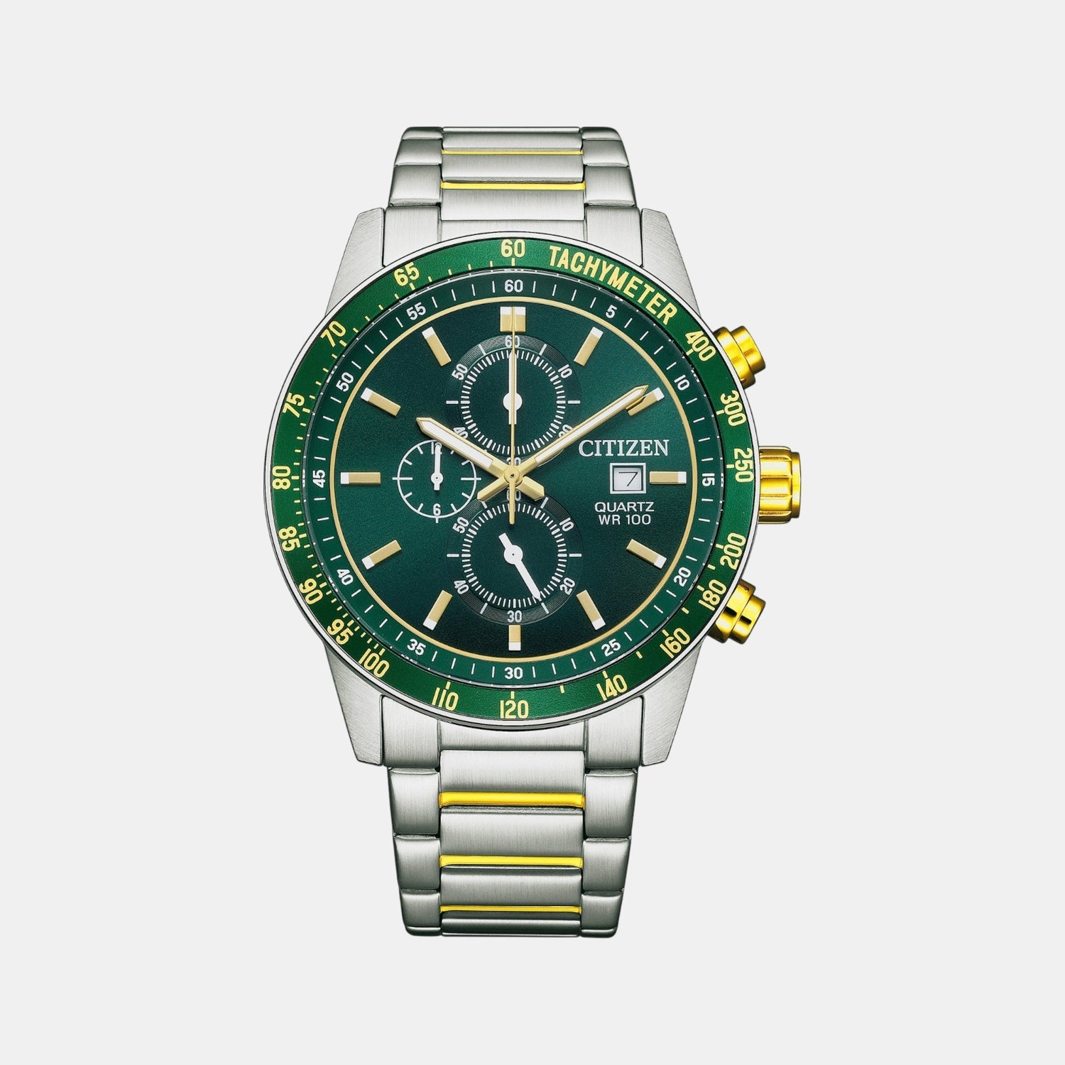 Citizen Men Quartz Green Dial Chronograph Stainless Steel An3689-55X