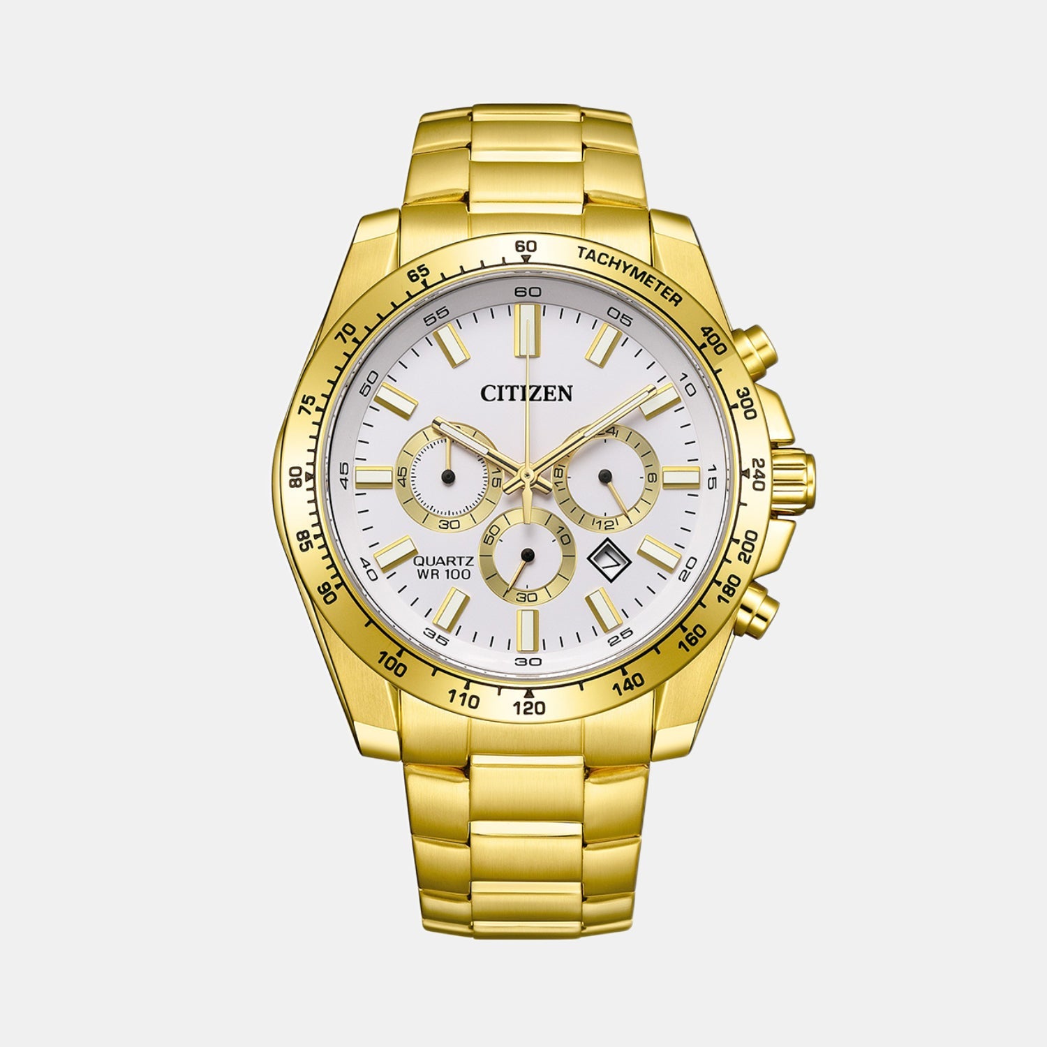 Citizen Men Quartz White Dial Chronograph Stainless Steel Watch An8232-53A