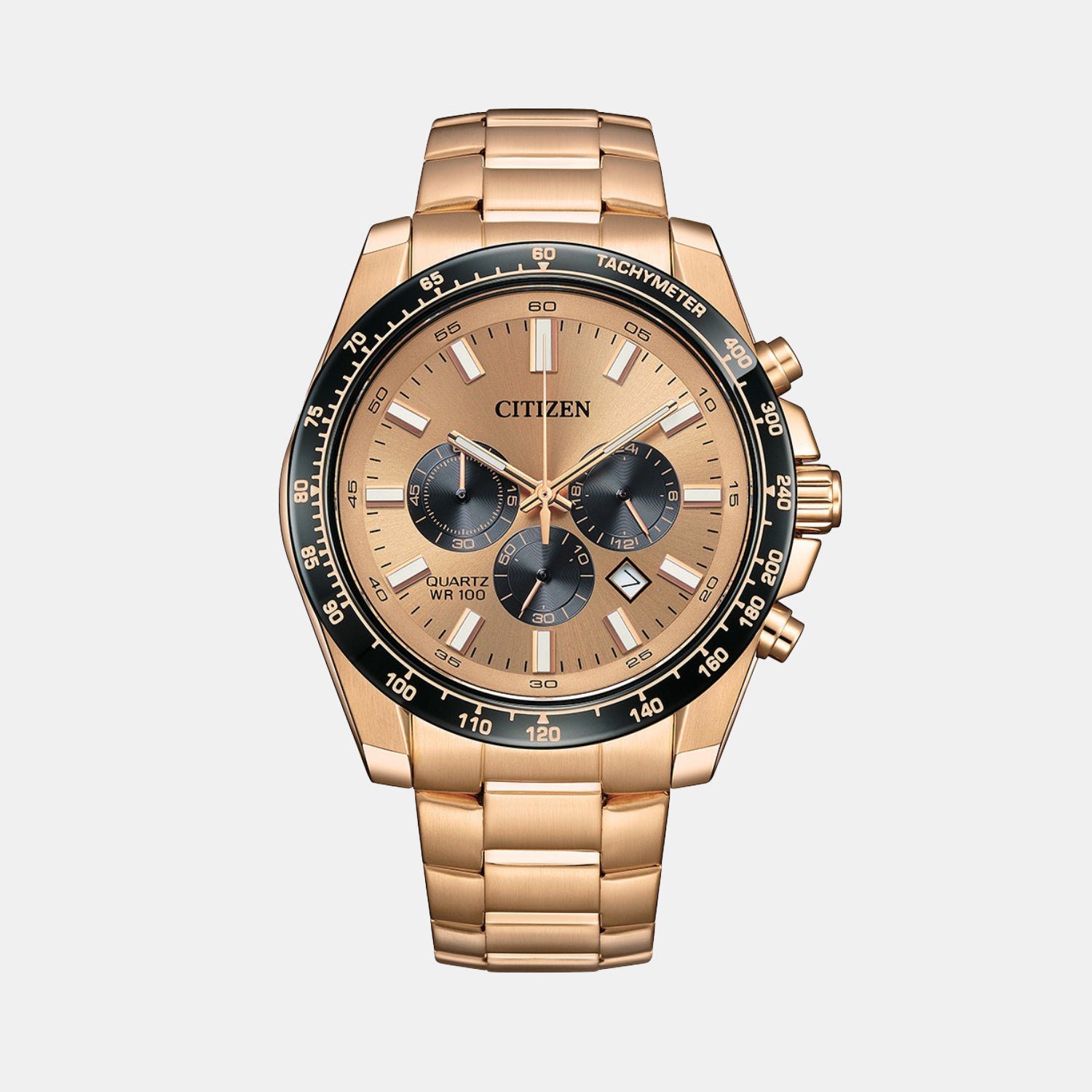 Citizen Men Quartz Rose Gold Dial Chronograph Stainless Steel Watch An8236-52P