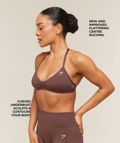 Women's Gymshark Minimal Sports Bra 2.0 Espresso Brown