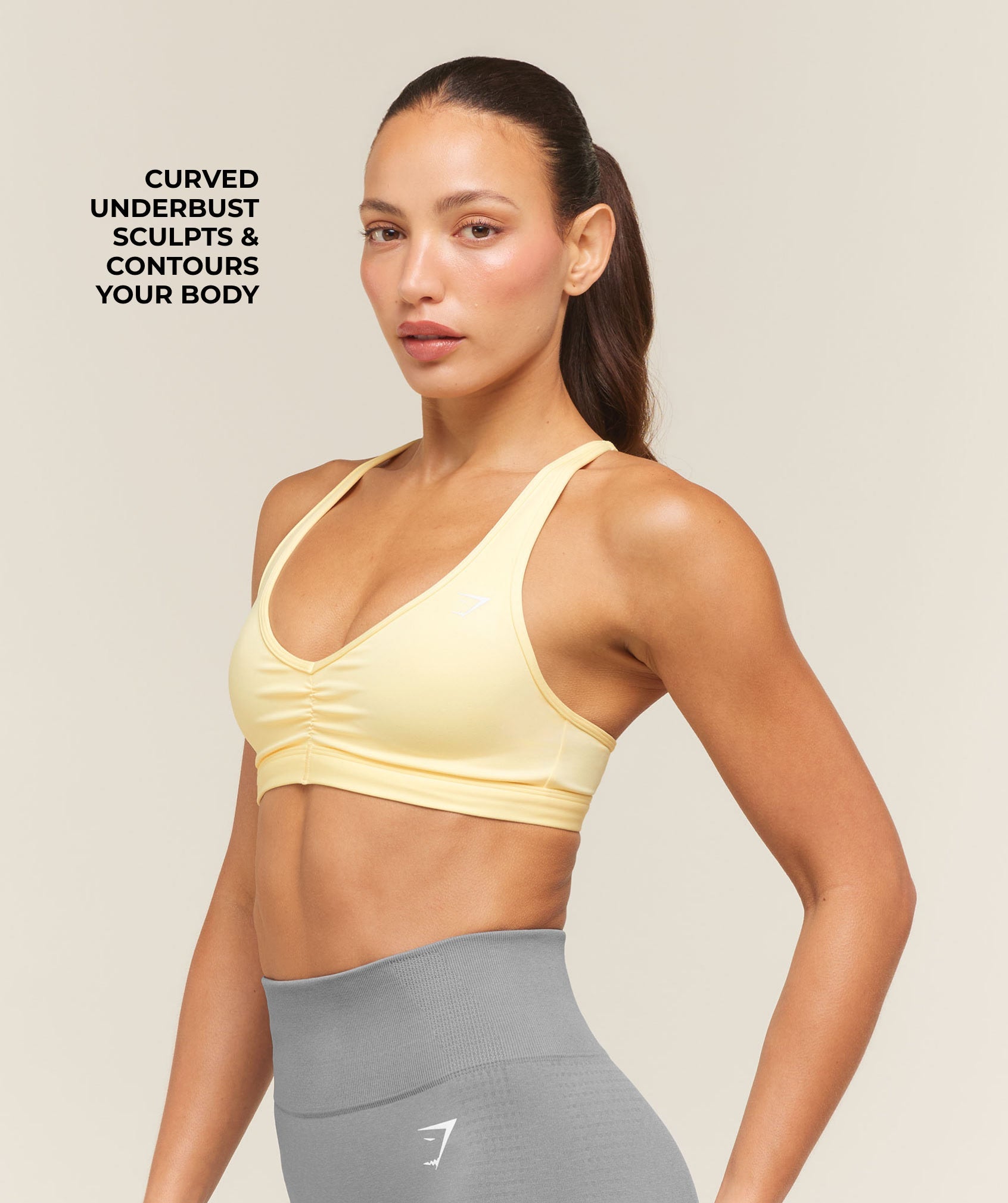 Women's Gymshark Ruched Sports Bra 2.0 Butter Yellow