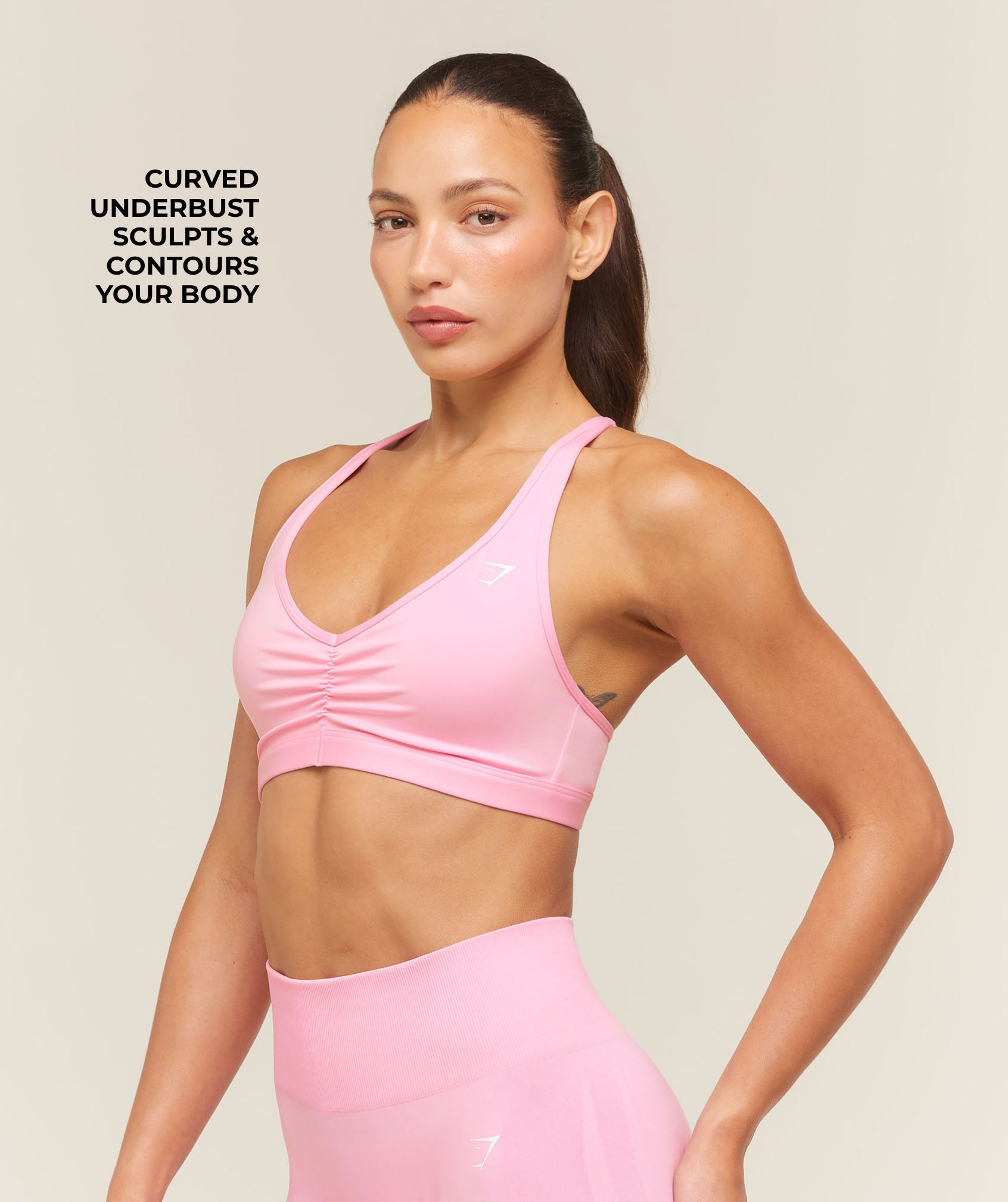 Women's Gymshark Ruched Sports Bra 2.0 Poise Pink