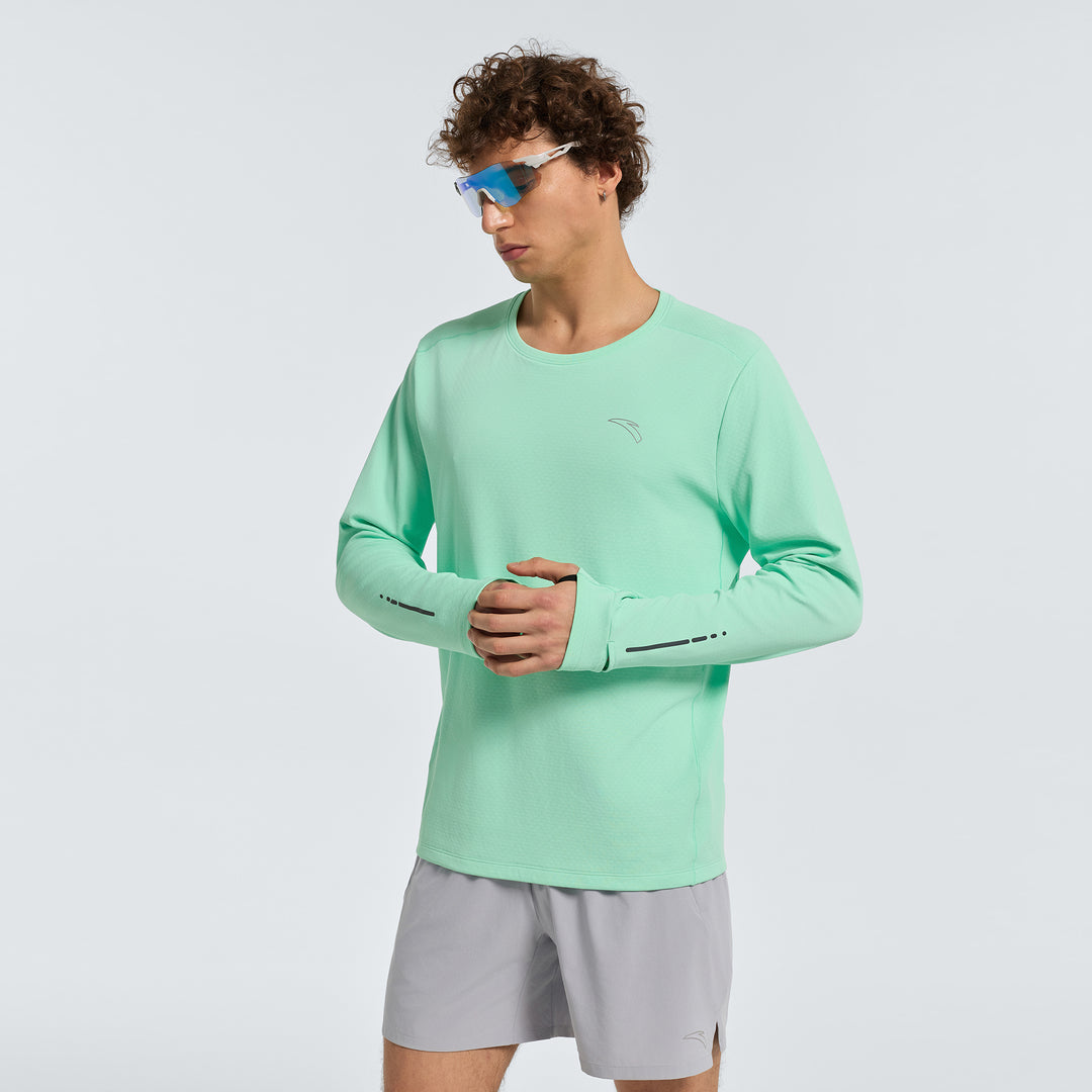 Men's ANTA Run Long Sleeve Top - Neon Green