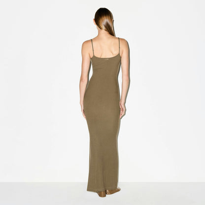 Skims Soft Lounge Long Slip Dress Oak