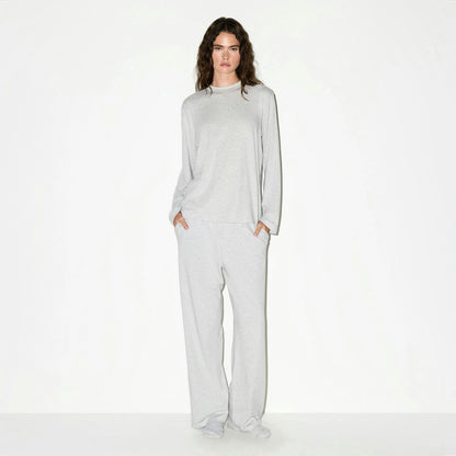 Skims Boyfriend Long Sleeve T-Shirt Light Heather Grey