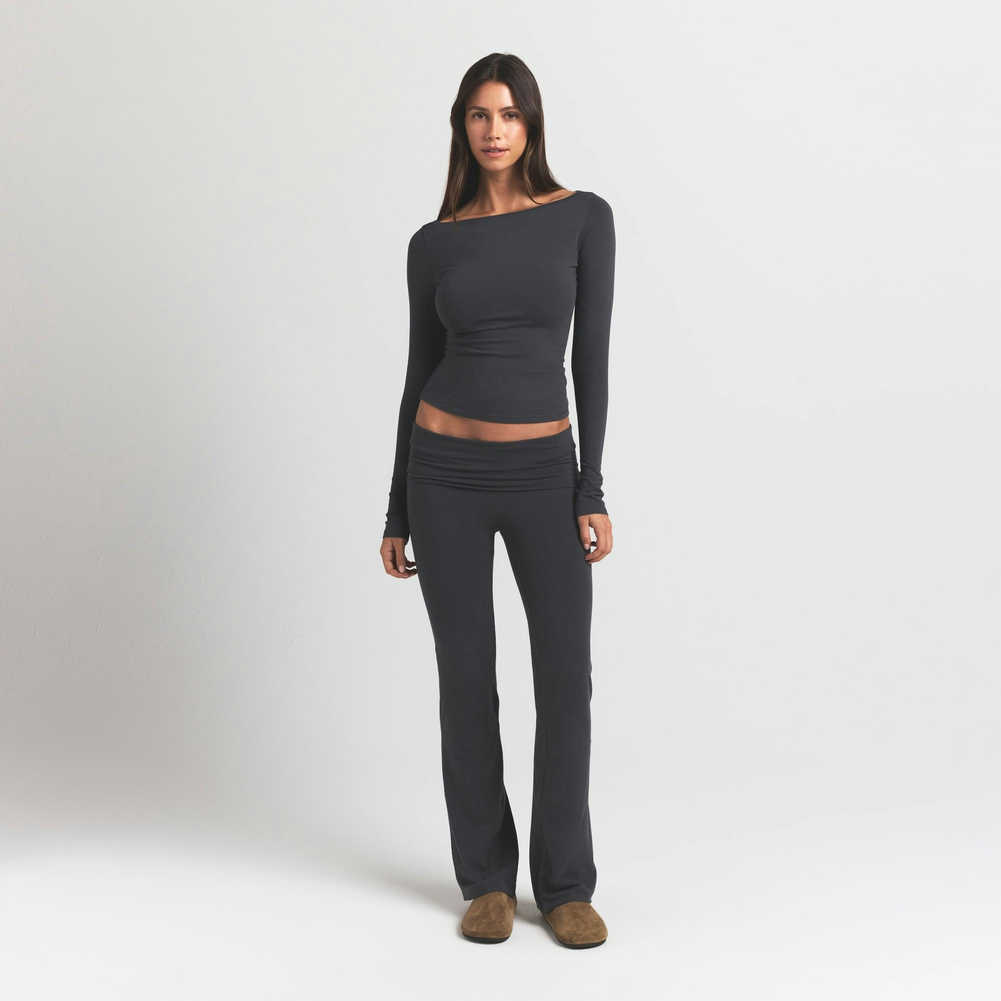 Skims Cotton Jersey Foldover Pant Ash
