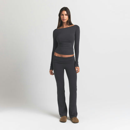 Skims Cotton Jersey Foldover Pant Ash
