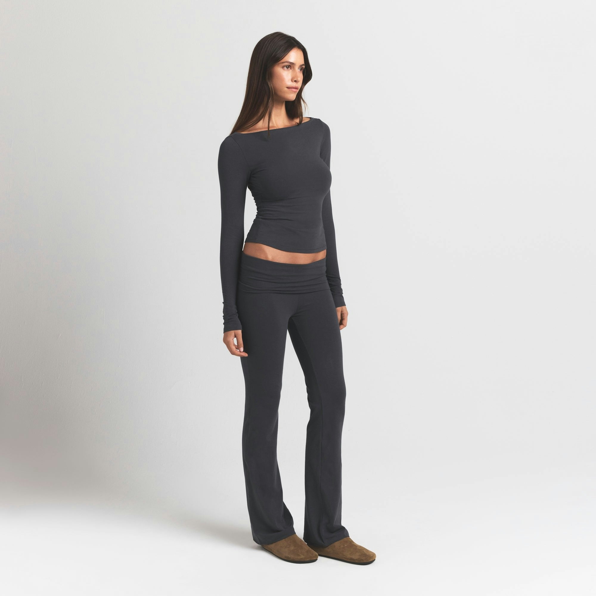 Skims Cotton Jersey Foldover Pant Ash