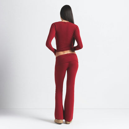 Skims Cotton Jersey Foldover Pant Brick