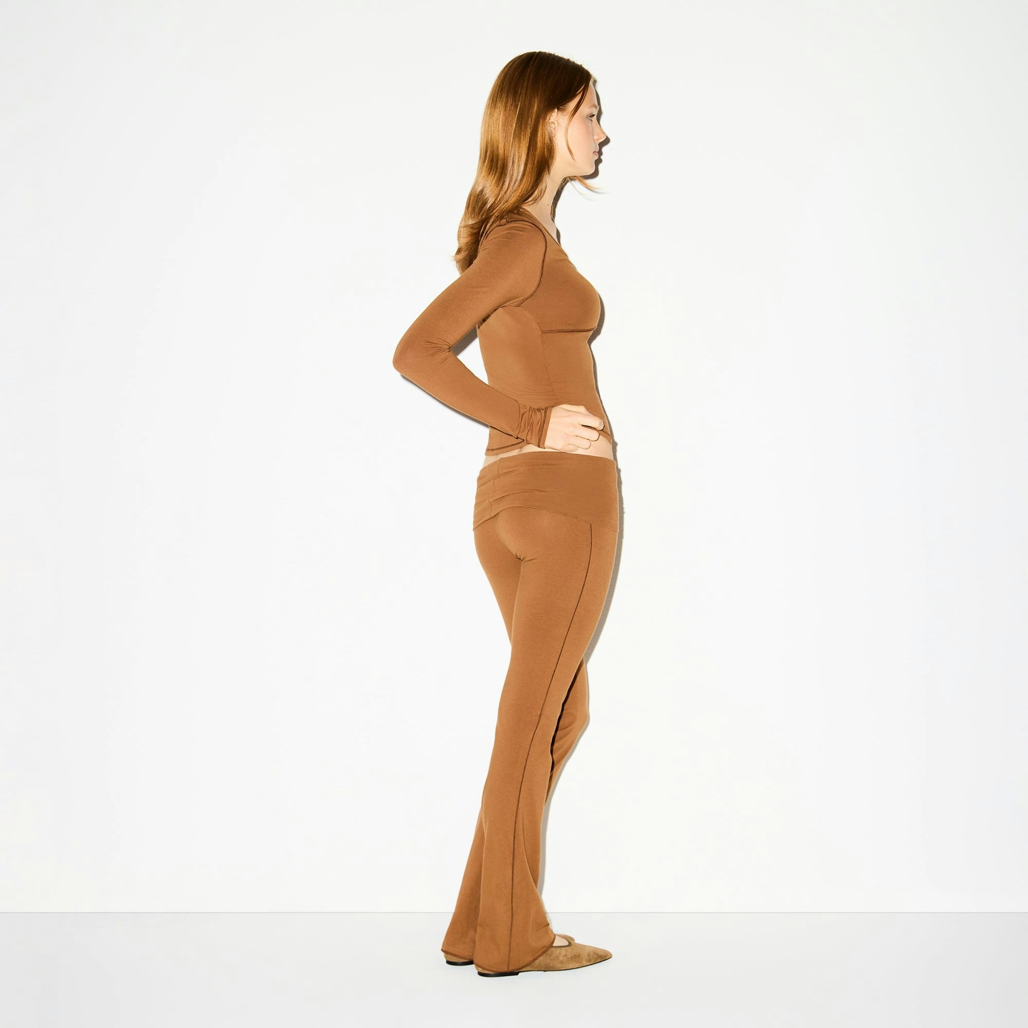 Skims Cotton Jersey Foldover Pant Chai