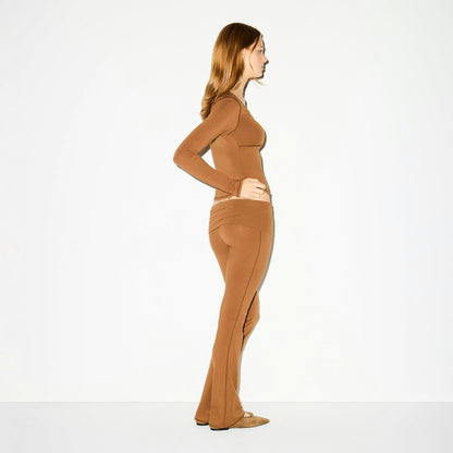 Skims Cotton Jersey Foldover Pant Chai