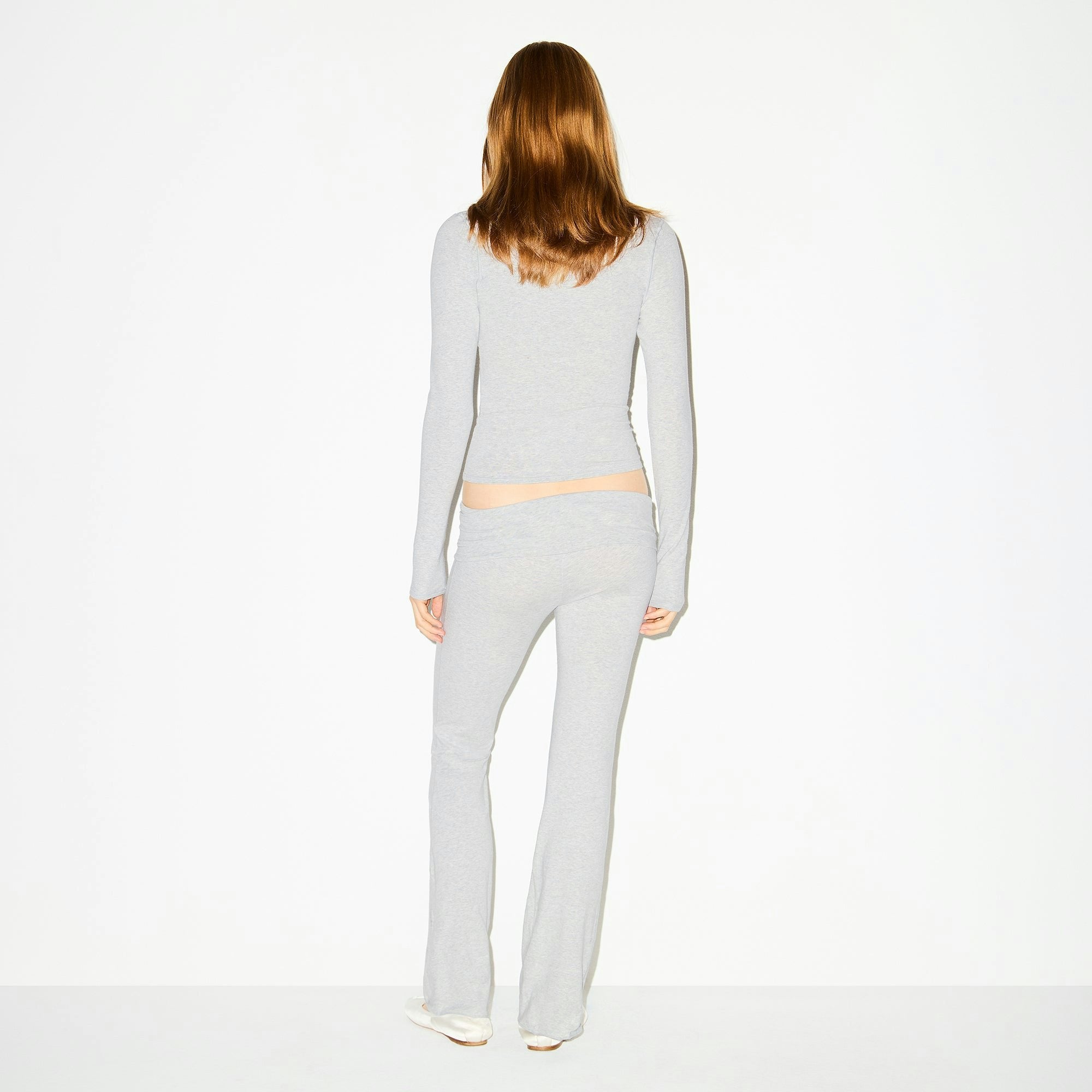 Skims Cotton Jersey Foldover Pant Light Heather Grey