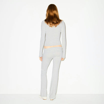 Skims Cotton Jersey Foldover Pant Light Heather Grey