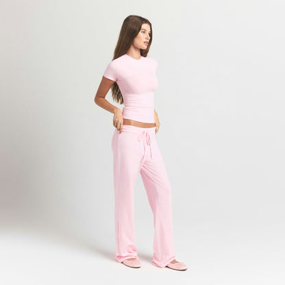 Skims Cotton Jersey Straight Leg Pant Cherry Blossom