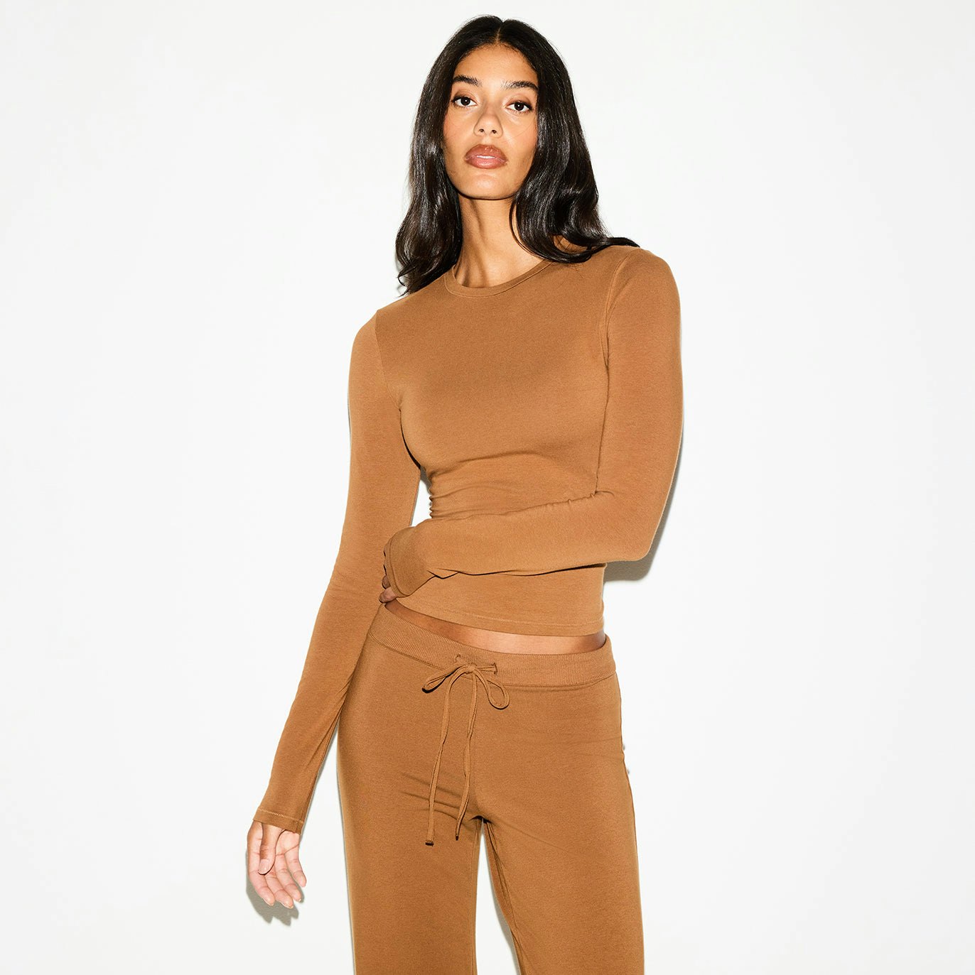 Skims Cotton Jersey Straight Leg Pant Chai