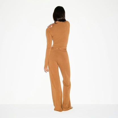 Skims Cotton Jersey Straight Leg Pant Chai