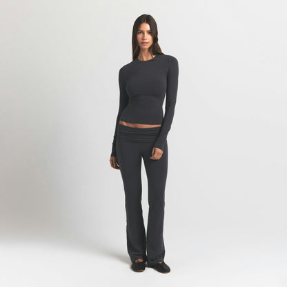 Skims Cotton Jersey Long Sleeve T-Shirt Ash