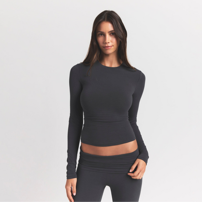 Skims Cotton Jersey Long Sleeve T-Shirt Ash