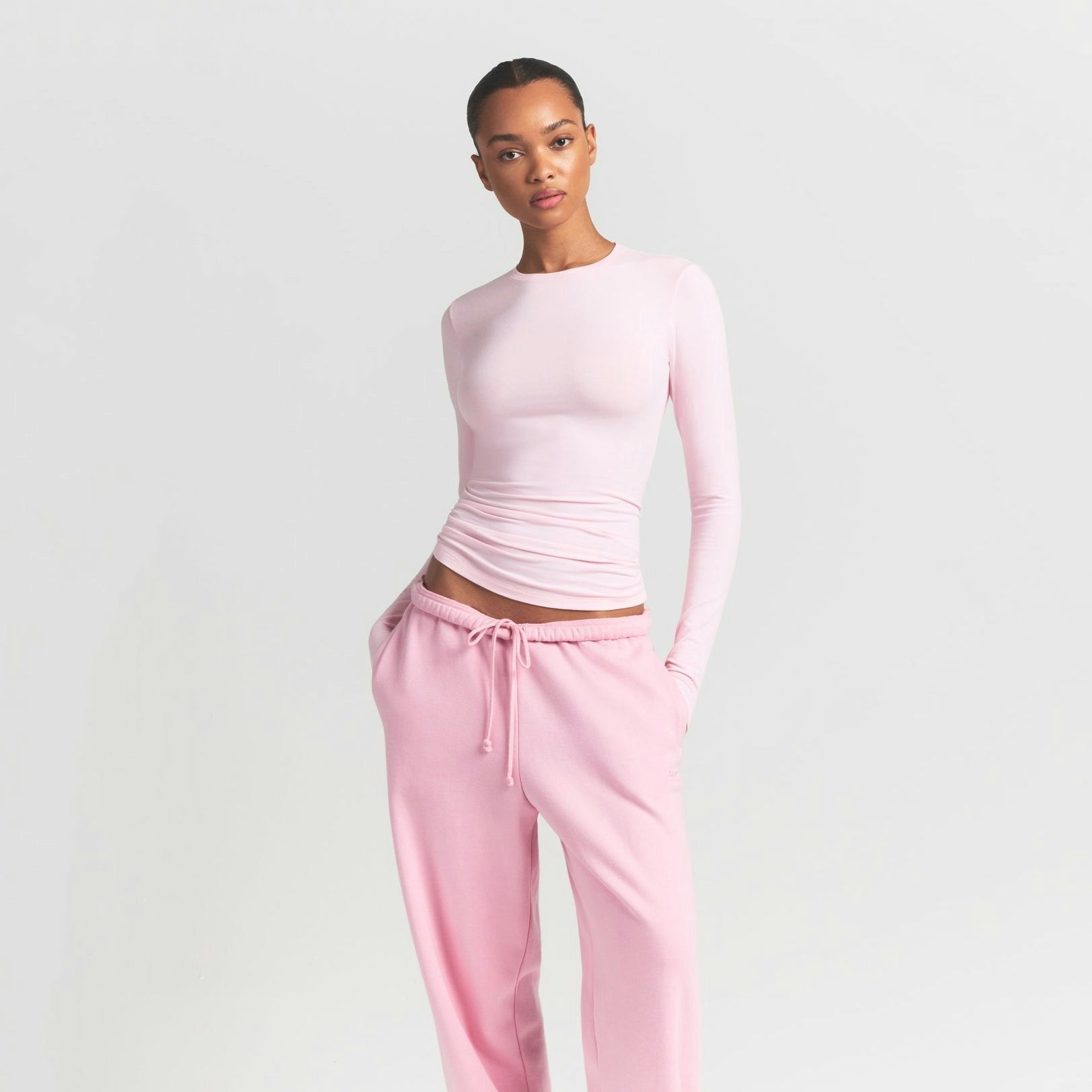 Skims Cotton Jersey Long Sleeve T-Shirt Cherry Blossom