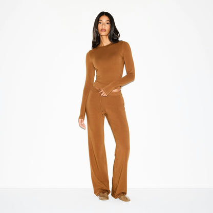 Skims Cotton Jersey Long Sleeve T-Shirt Chai
