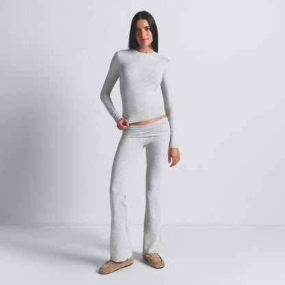 Skims Cotton Jersey Long Sleeve T-Shirt Light Heather Grey