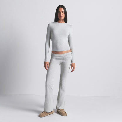 Skims Cotton Jersey Long Sleeve T-Shirt Light Heather Grey