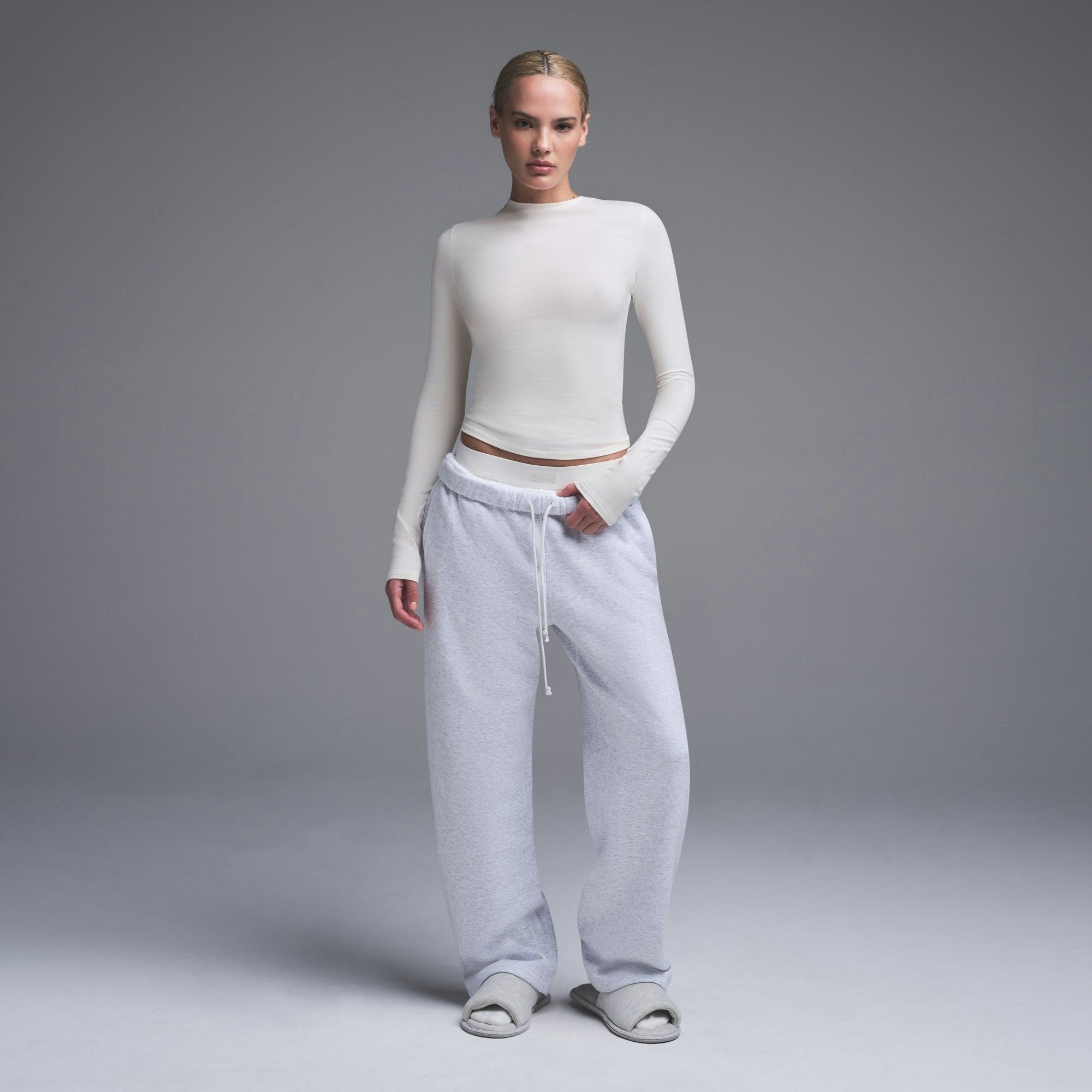 Skims Cotton Jersey Long Sleeve T-Shirt Marble