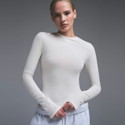 Skims Cotton Jersey Long Sleeve T-Shirt Marble