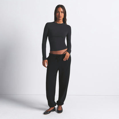 Skims Cotton Jersey Long Sleeve T-Shirt Soot